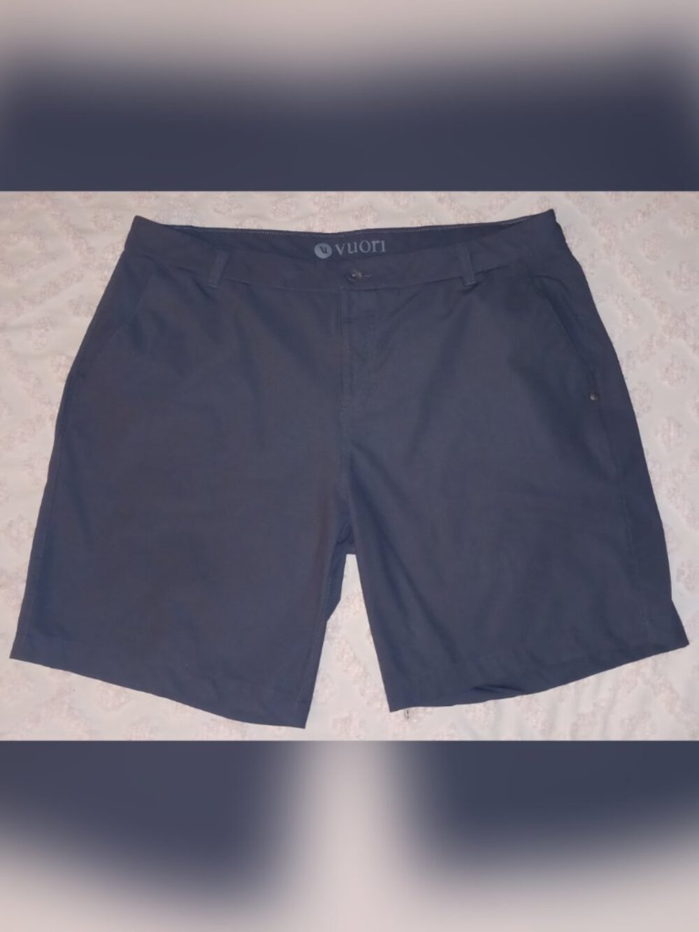 Vuori Men's Meta Tech Performance Chino Shorts 38 Dark Gray 8" Inseam #V379